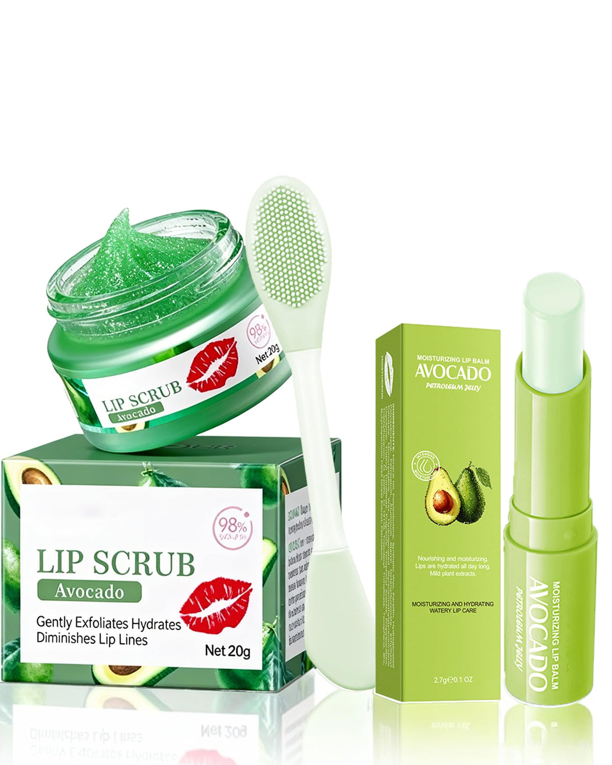 Peach Lip Scrub & Sakura Lip Balm Set – 3 Pieces