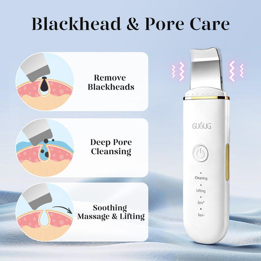 GUGUG Facial Skin Scrubber – Blackhead & Pore Cleaner with 4 Modes
