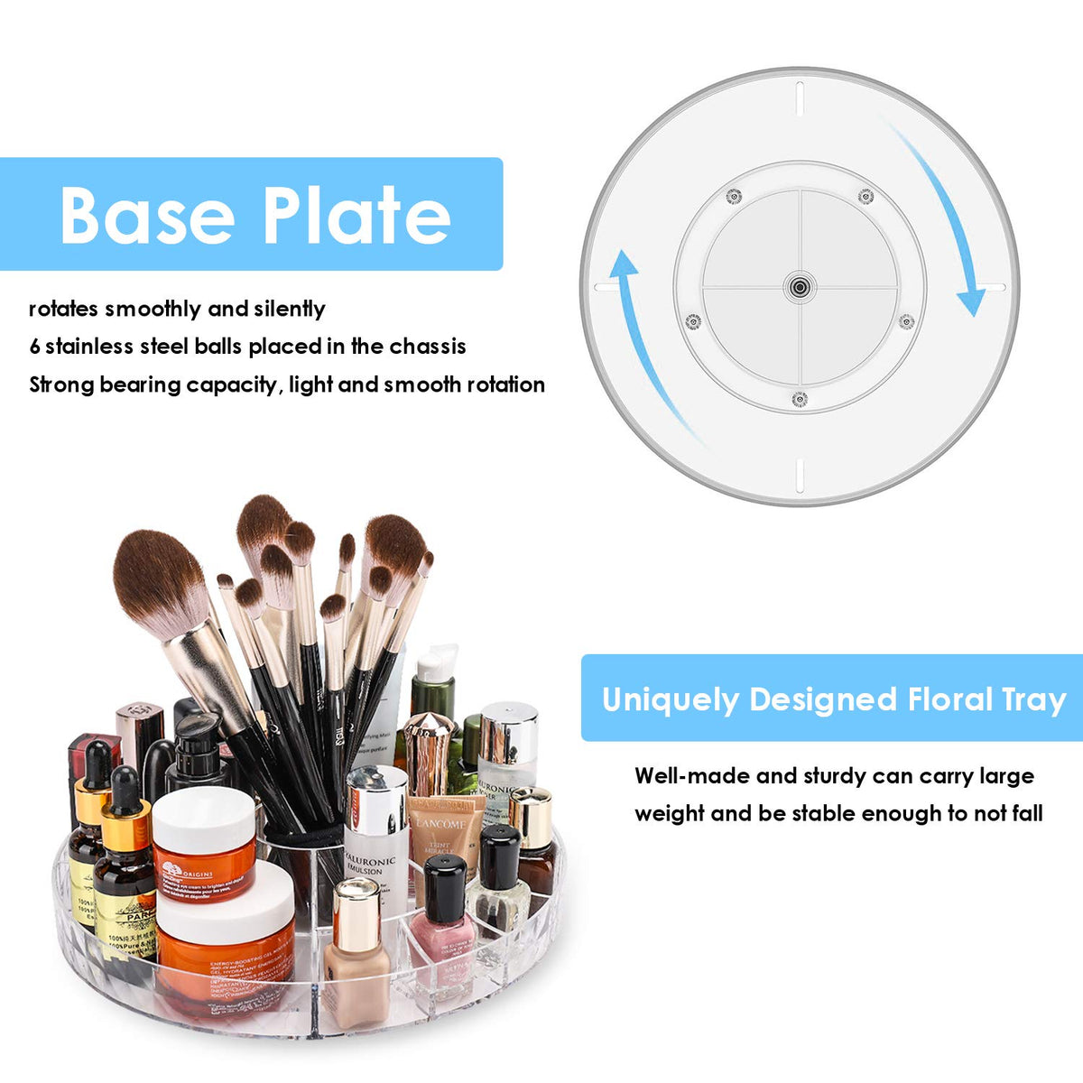 360° Rotating Makeup & Skincare Organizer – 6 Adjustable Shelves
