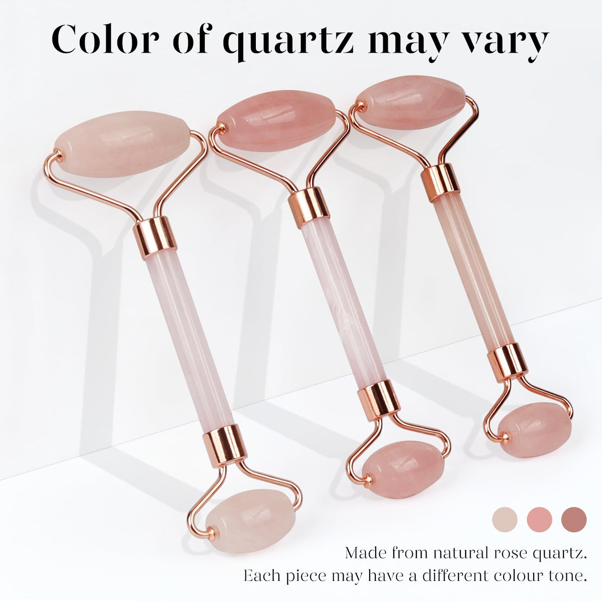 BAIMEI Rose Quartz Roller & Gua Sha Set – Facial Depuffing and Massage Tools