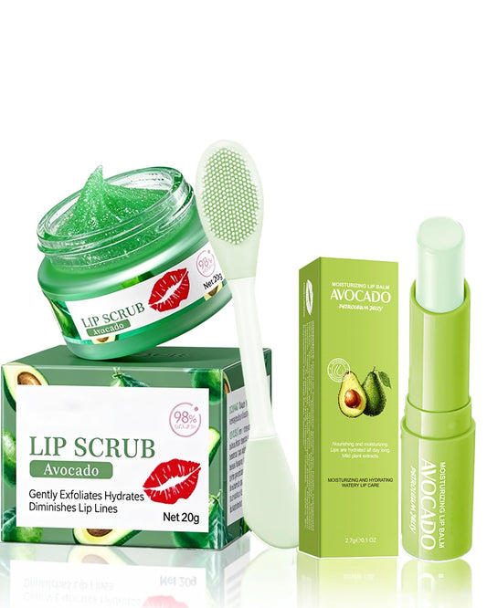 Peach Lip Scrub & Sakura Lip Balm Set – 3 Pieces