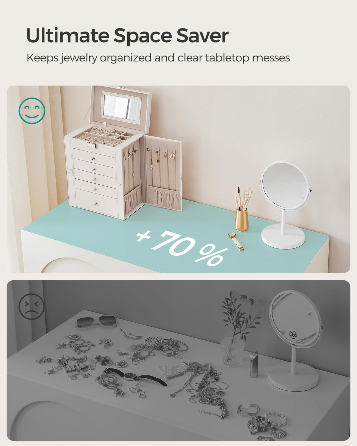 SONGMICS 6-Tier Jewelry Organizer – 5 Drawers, Mirror & Lock