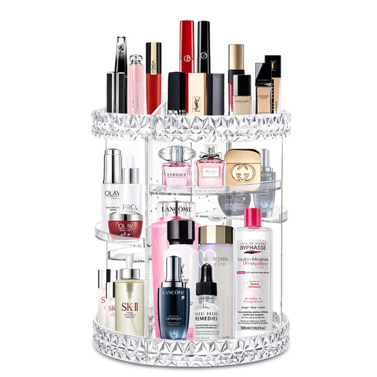 360° Rotating Makeup & Skincare Organizer – 6 Adjustable Shelves