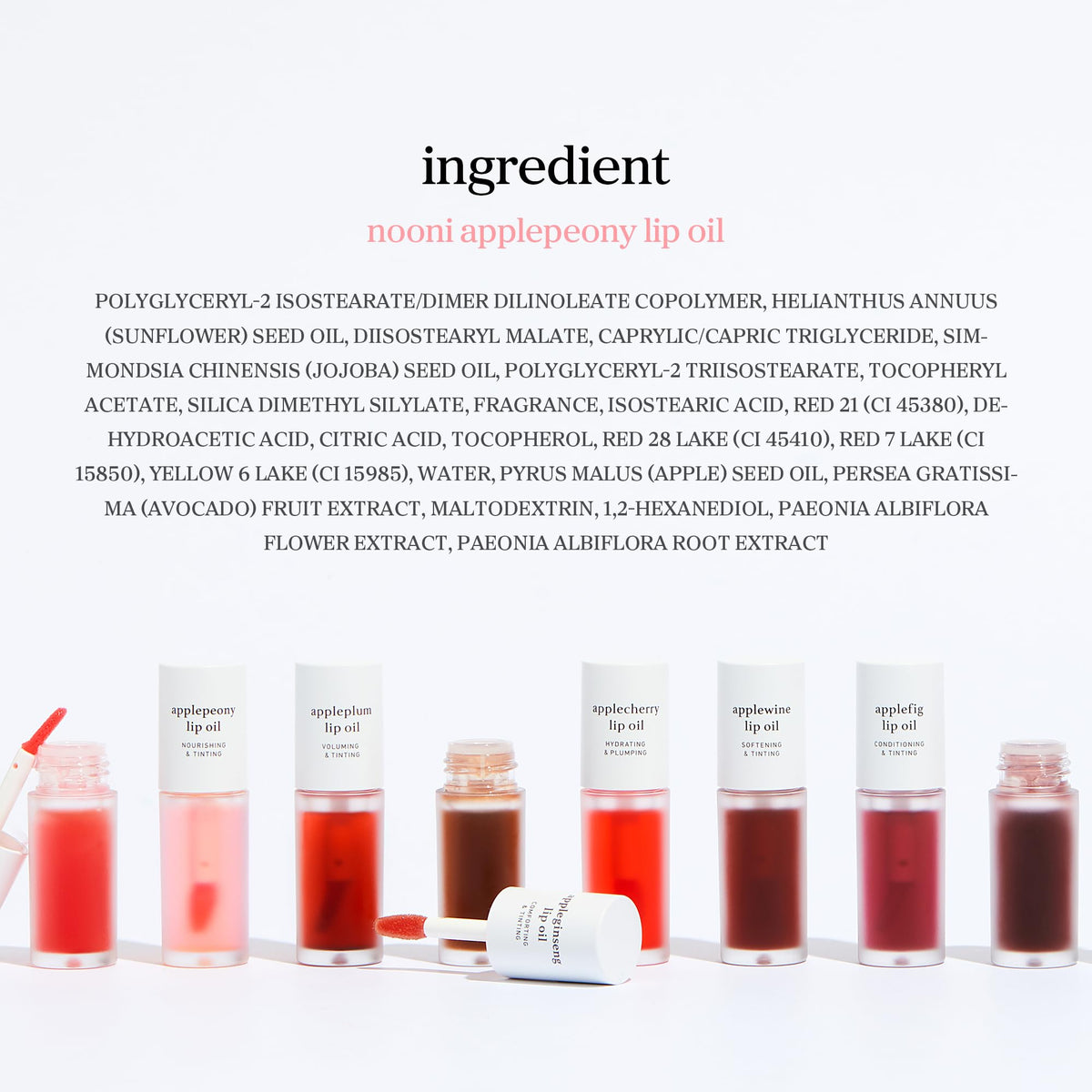NOONI Korean Lip Oil - Applepeony - Plumping Lip Gloss