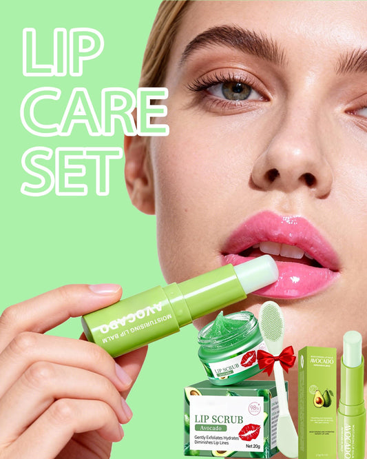 Peach Lip Scrub & Sakura Lip Balm Set – 3 Pieces