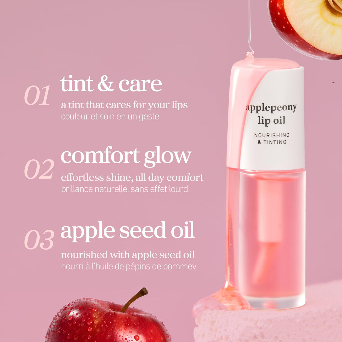 NOONI Korean Lip Oil - Applepeony - Plumping Lip Gloss