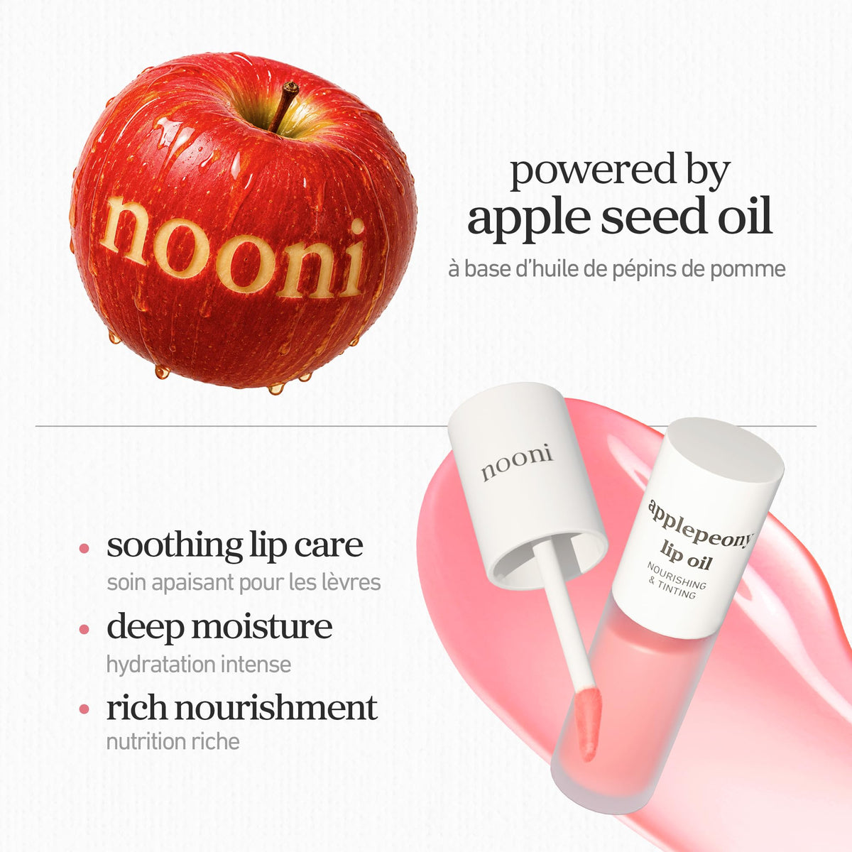 NOONI Korean Lip Oil - Applepeony - Plumping Lip Gloss