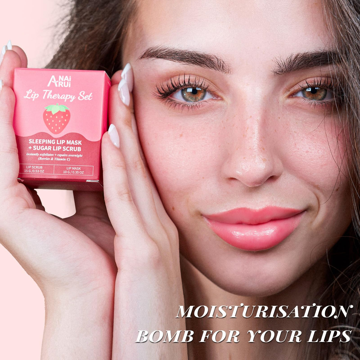 ANAI RUI Strawberry Lip Care Set – Lip Balm Mask & Sugar Scrub