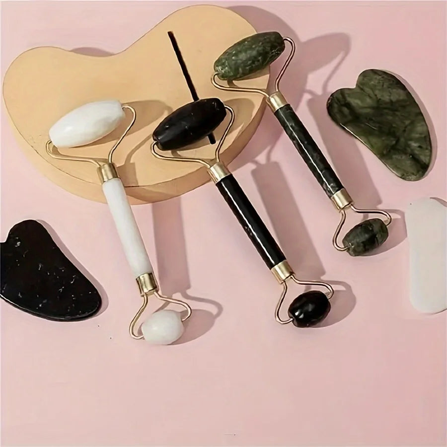 Jade Roller & Gua Sha Beauty Gift Set with Spa Headband