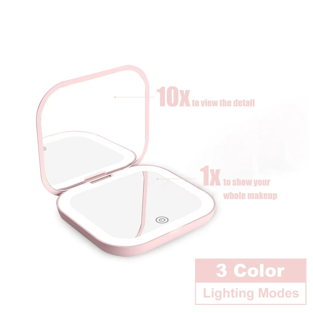 LED Compact Travel Makeup Mirror